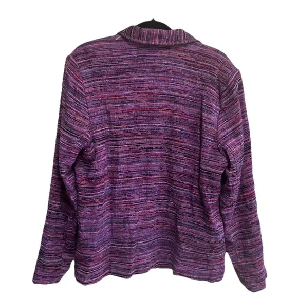 Coldwater Creek Blazer Jacket Size CL Purple Striped Textured Work Career - Picture 3 of 6